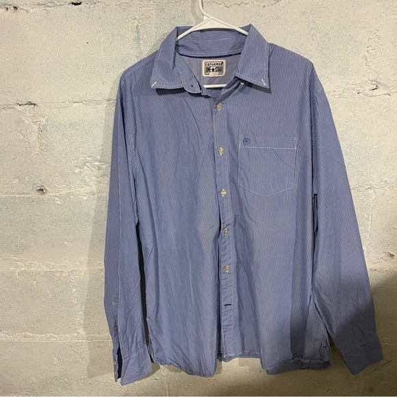 Converse one star button down shirt mens size XL blue white - Picture 1 of 3